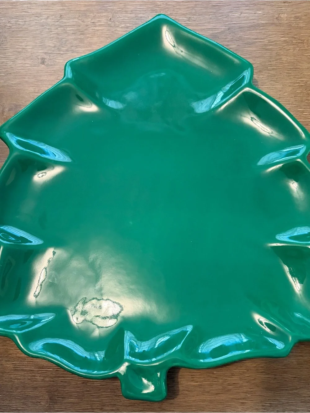 Pier 1 Imports Green Christmas Tree Serving Platter 15